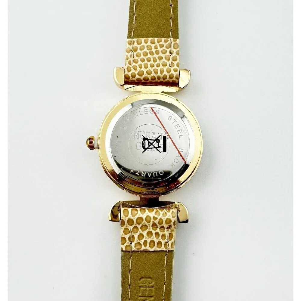 Uno Alla Volta Murano Glass Womens Watch 27mm MOP Dial Gold Tone Millefiori NEW